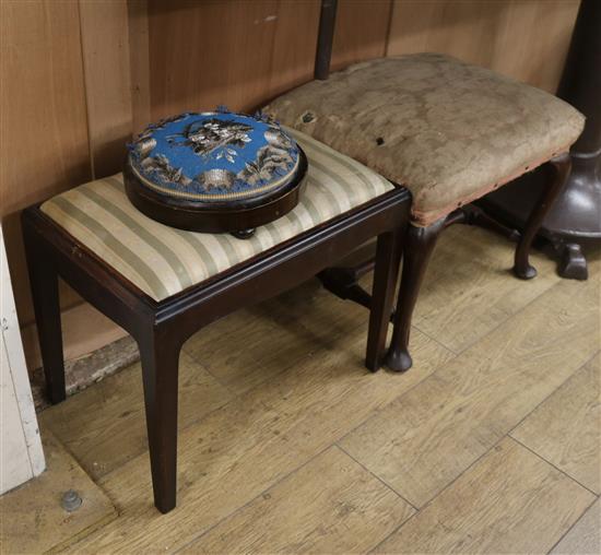 Three various stools W.55, 53 and 27cm